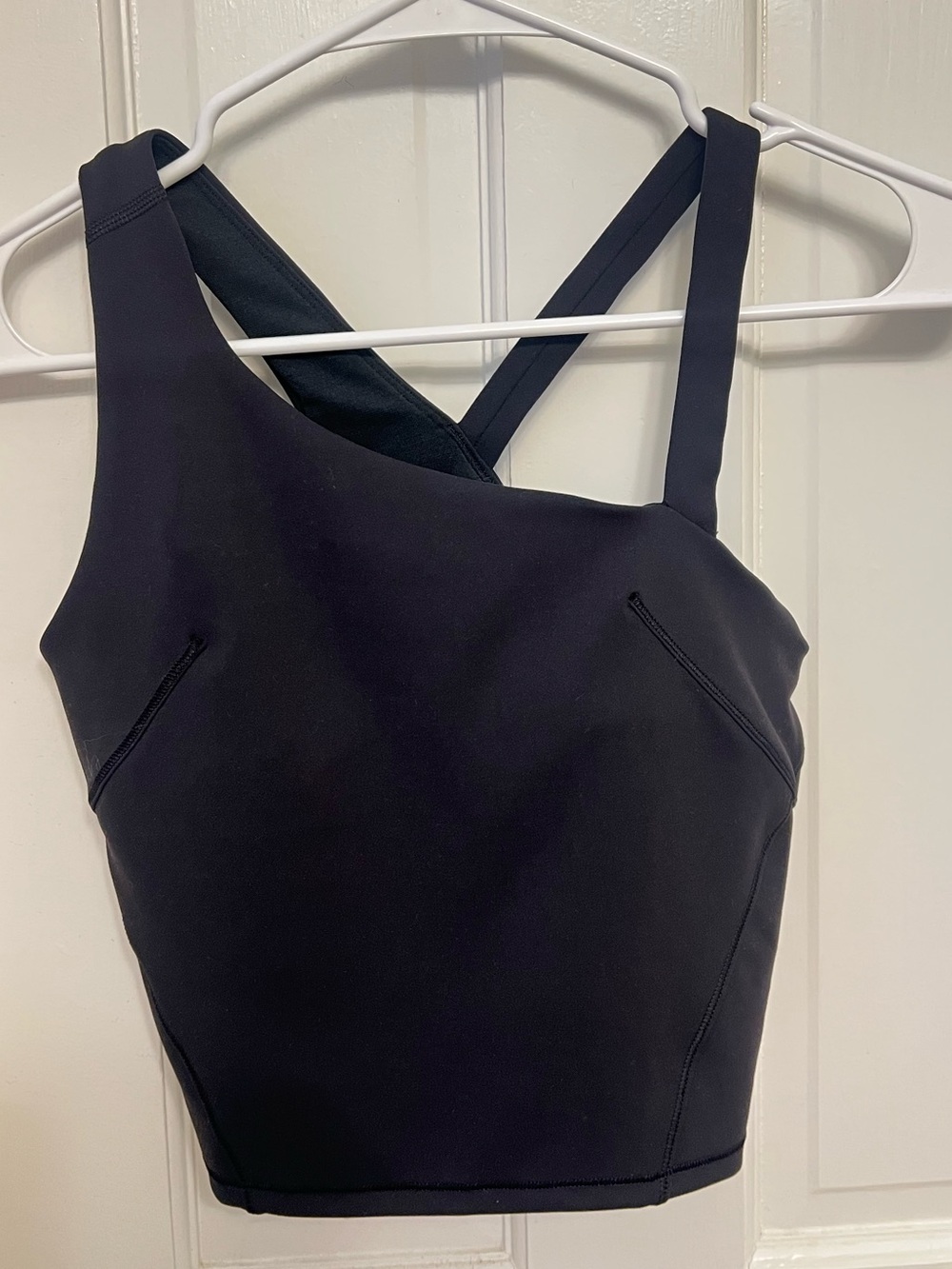 lululemon Black Asymetrical Crop Tank